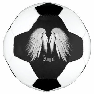 Bola De Futebol CINZA ANGEL WINGS Nome Personalizado de Penas Toca