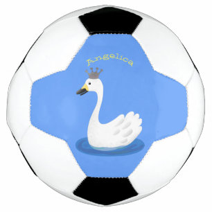 Bola De Futebol Cisne branco fofo com desenho de coroa