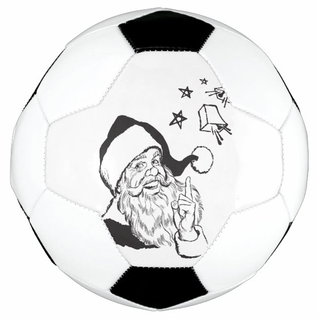 Bola De Futebol Clássico Clipart Santa Claus Black White Retro (Frente)