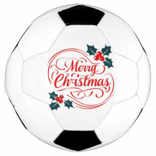 Bola De Futebol Clássico Feliz Natal Holly Berry Holiday Art