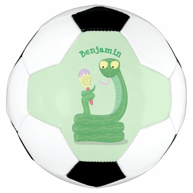 Bola De Futebol Cobra verde engraçado com desenhos de maraca (Frente)
