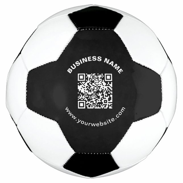 Bola De Futebol Código QR com Nome da Empresa Texto Circular em Ne (Frente)