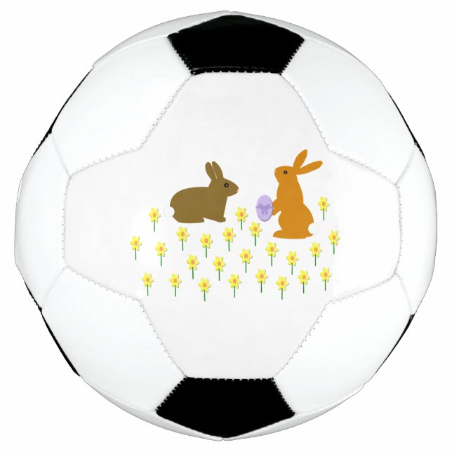 Bola De Futebol Coelhinhos de Páscoa e Daffodils (Frente)
