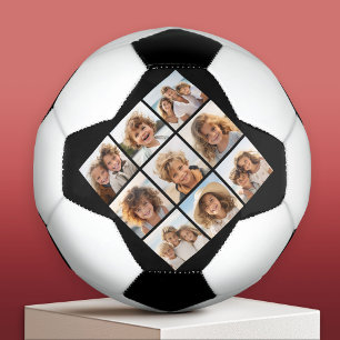 Bola De Futebol Colagem de Fotos do Instagram Preto com 9 fotos qu