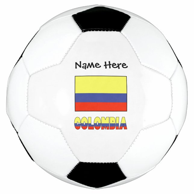 Bola De Futebol Colômbia e a bandeira colombiana com seu nome (Frente)