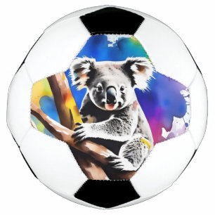 Bola De Futebol Colorida Mancha De Aquarela Do Urso De Koala,