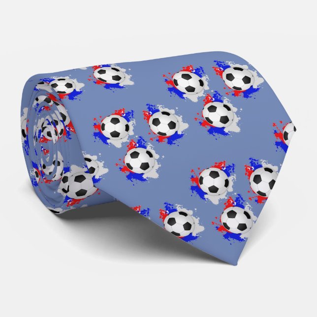Bola de futebol com a gravata azul branca vermelha (Rolled)
