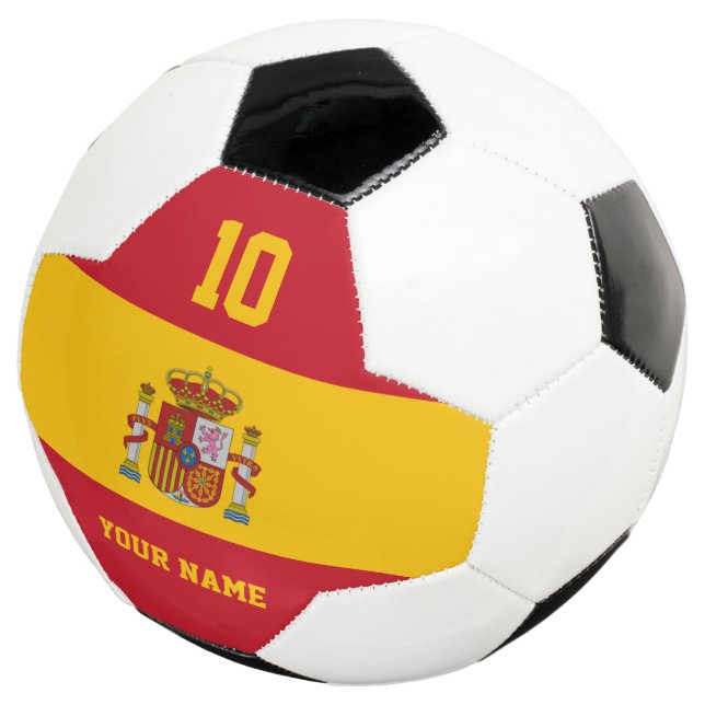 Bola de futebol com bandeira espanhola e número de (Três quartos)
