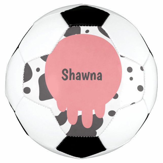 Bola de Futebol com Nome Monograma Padrão Vaca Eng (Frente)