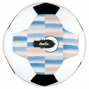 Bola De Futebol Cor d'água do Pêssego Azul Moderno Personalizada S