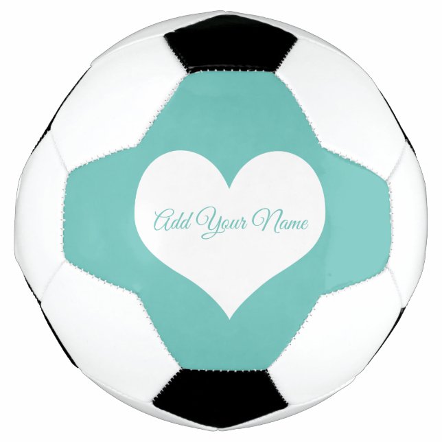 Bola De Futebol Coração Branco Personalizado Adicionar Seu Nome (Frente)