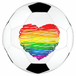 Bola De Futebol Coração colorido de arco-íris do SlipperyJoe rabis