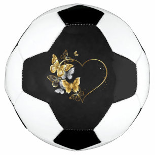 Bola De Futebol Coração com Borboletas Ouros