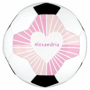 Bola De Futebol Coração de nome personalizado rosa-claro