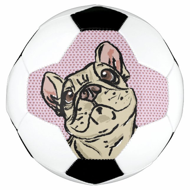 Bola De Futebol Corações Frenchie (Frente)