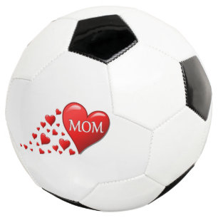 BOLA DE FUTEBOL CORAÇÕES VERMELHAS PARA A MÃE