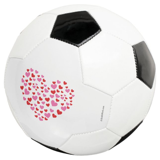 Bola De Futebol Corações Vermelho E Rosa (Três quartos)