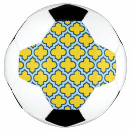 Bola De Futebol Corante amarelo e azul-bebê, latido, quatrefoil
