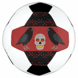 Bola De Futebol Crânio Gótico e Corvos Guardiões de Halloween