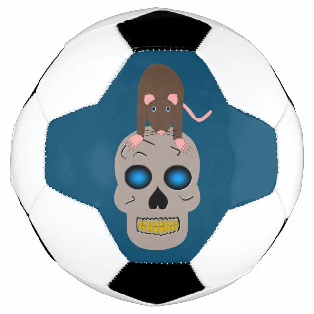 Bola De Futebol Crânio Gótico e Rato no Halloween (Frente)