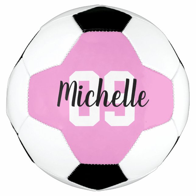 Bola De Futebol Create Your Own Custom Name Number Pink (Frente)