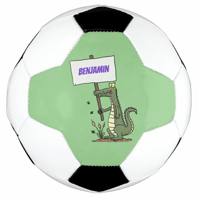 Bola De Futebol Crocodilo engraçado, alinhador com cartoon (Frente)
