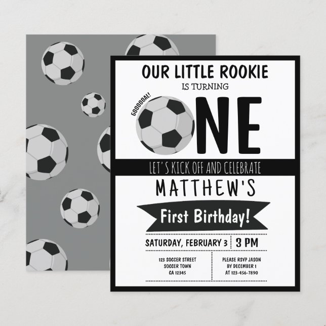 Bola de Futebol Custa Orçamento 1º Convite de Aniv (Frente/Verso)