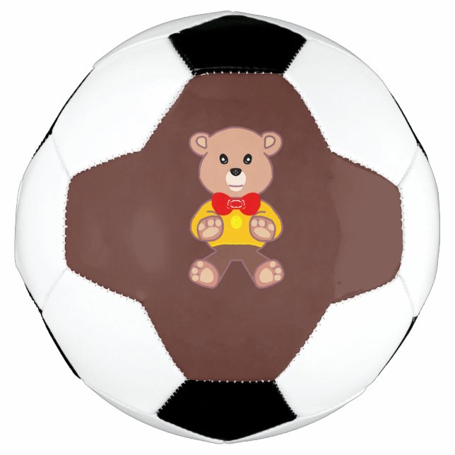 Bola De Futebol Cute Bowtie Teddy Bear Brown Soccer Ball (Frente)