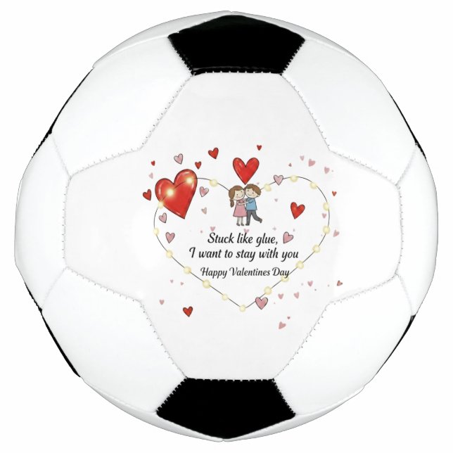 Bola De Futebol Cute Valentine's day couple hearts custom (Frente)