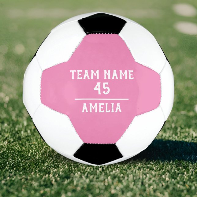 Bola de Futebol da Menina Rosa Personalizada com N (Criador carregado)