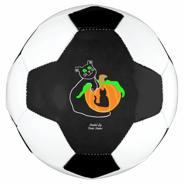 Bola de Futebol da Pumpkin de Gato Negro (Frente)