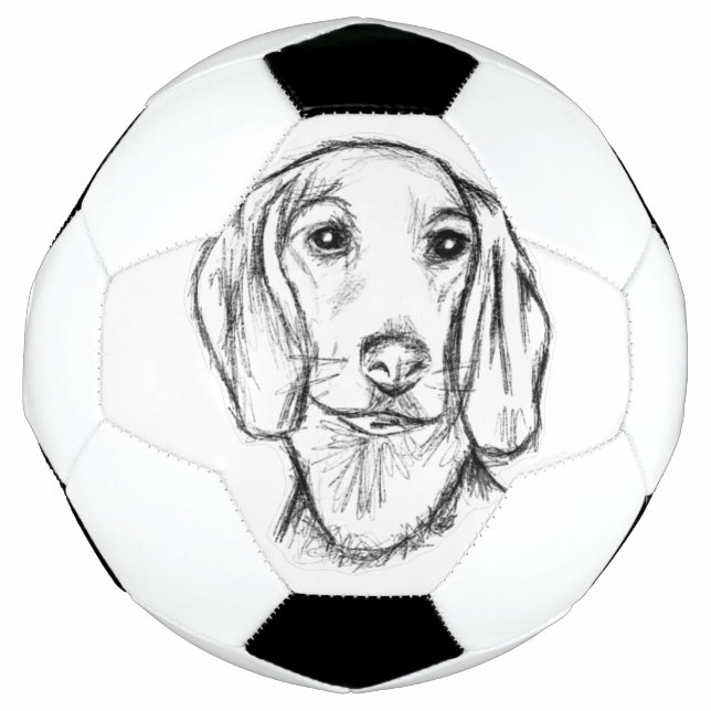 Bola De Futebol dachshund hand drawn sketch black white puppy dog  (Frente)