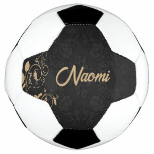 Bola De Futebol Damasco floral preto e ouro