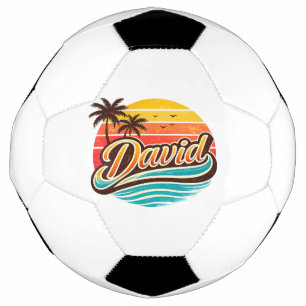 Bola De Futebol David Retro Pôr do Sol Design de Nome Tropical