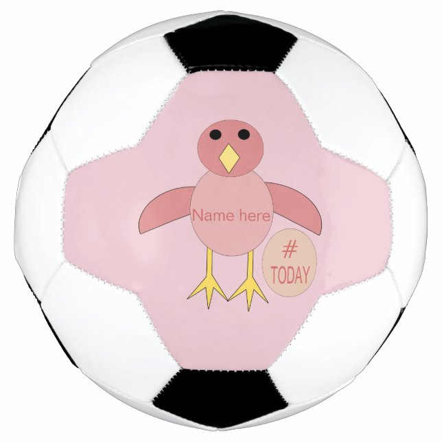 Bola de Futebol de Aniversário Rosa Personalizada  (Frente)