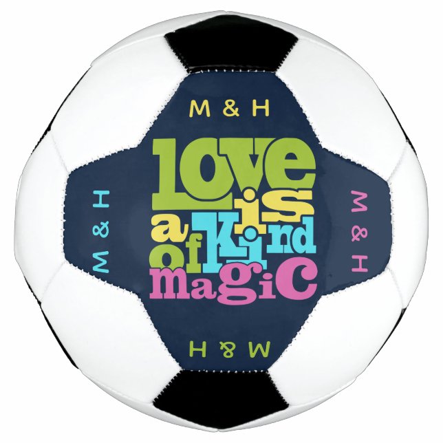 Bola de futebol de monograma personalizada com amo (Frente)