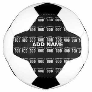 BOLA DE FUTEBOL DEDICADO A DEUS TEXTO BRANCO LEGAL PERSONALIZÁVEL