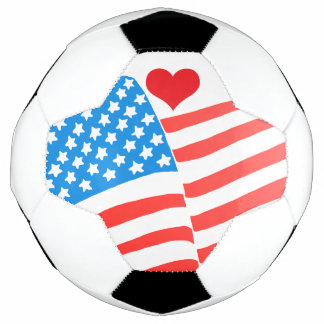 Bola De Futebol Desenho de Coração Vermelho e Bandeira Americana