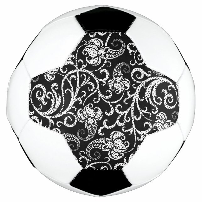 Bola De Futebol Desenho de flores dálmata preto fofo (Frente)