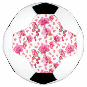 Bola De Futebol Desenho de Orquídeas em Aquarela 2