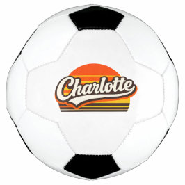Bola De Futebol Design Personalizado de Nome Charlotte Retro Pôr d