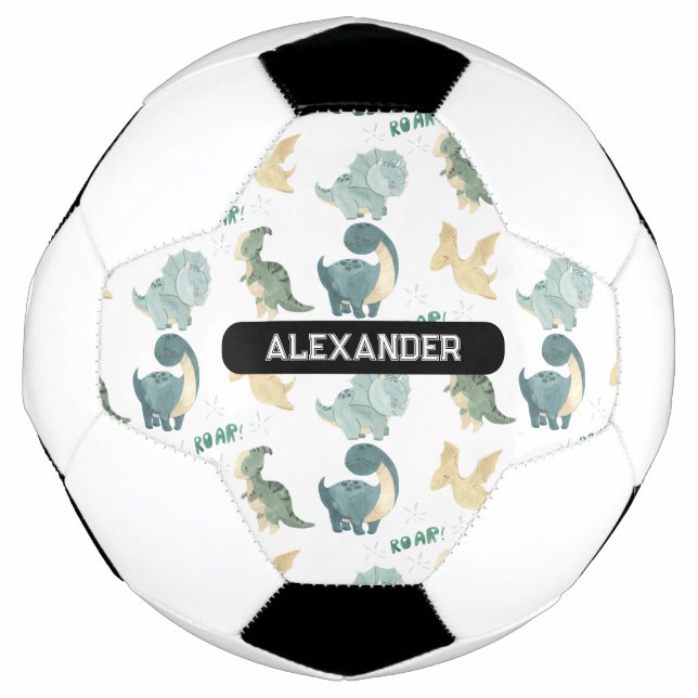 Bola De Futebol Dinossauro Personalizado de Nome Personalizado (Frente)