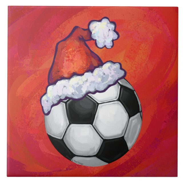 Bola de Futebol do Santa Hat em Vermelho (Frente)