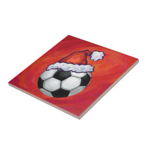 Bola de Futebol do Santa Hat em Vermelho