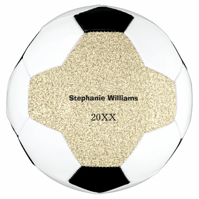 Bola De Futebol Dourada Glitter Black Custom Name (Frente)