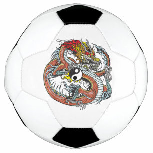 Bola De Futebol dragão segurando yin yang