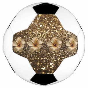 Bola De Futebol Elegância do ouro: Dourado Shimmer Hibiscus
