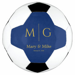 Bola De Futebol Elegant Monogram Couple Name Navy