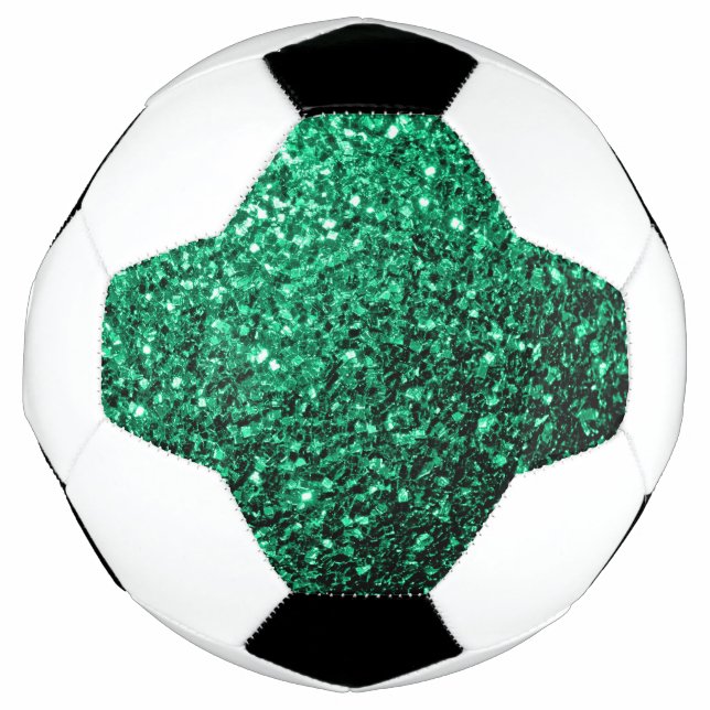 Bola De Futebol Emerald Green Faux glitter brilha (Frente)