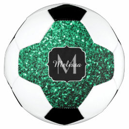 Bola De Futebol Emerald green faux glitter sparkle Nome monograma